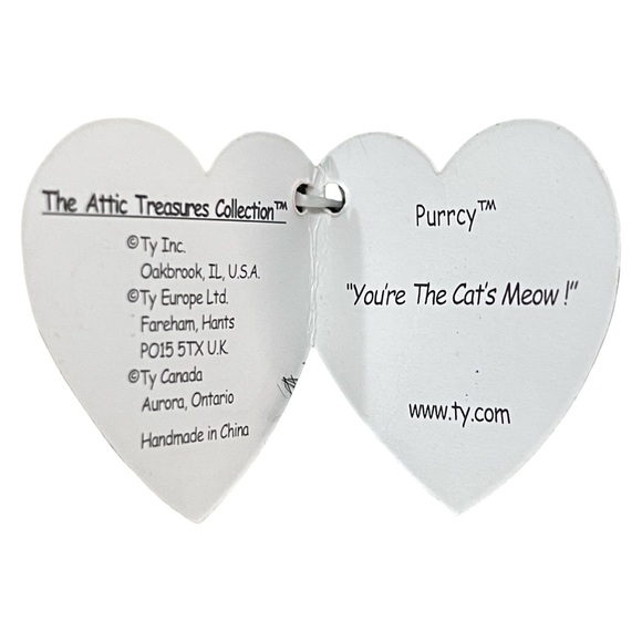 TY “PURRCY” Attic Treasures Plush Tuxedo CAT | 8” Jointed Kitty | 1993 w/Tags 02 - Picture 4 of 6